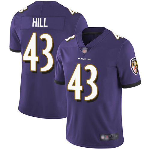 Baltimore Ravens Limited Purple Men Justice Hill Home Jersey NFL Football #43 Vapor Untouchable->baltimore ravens->NFL Jersey